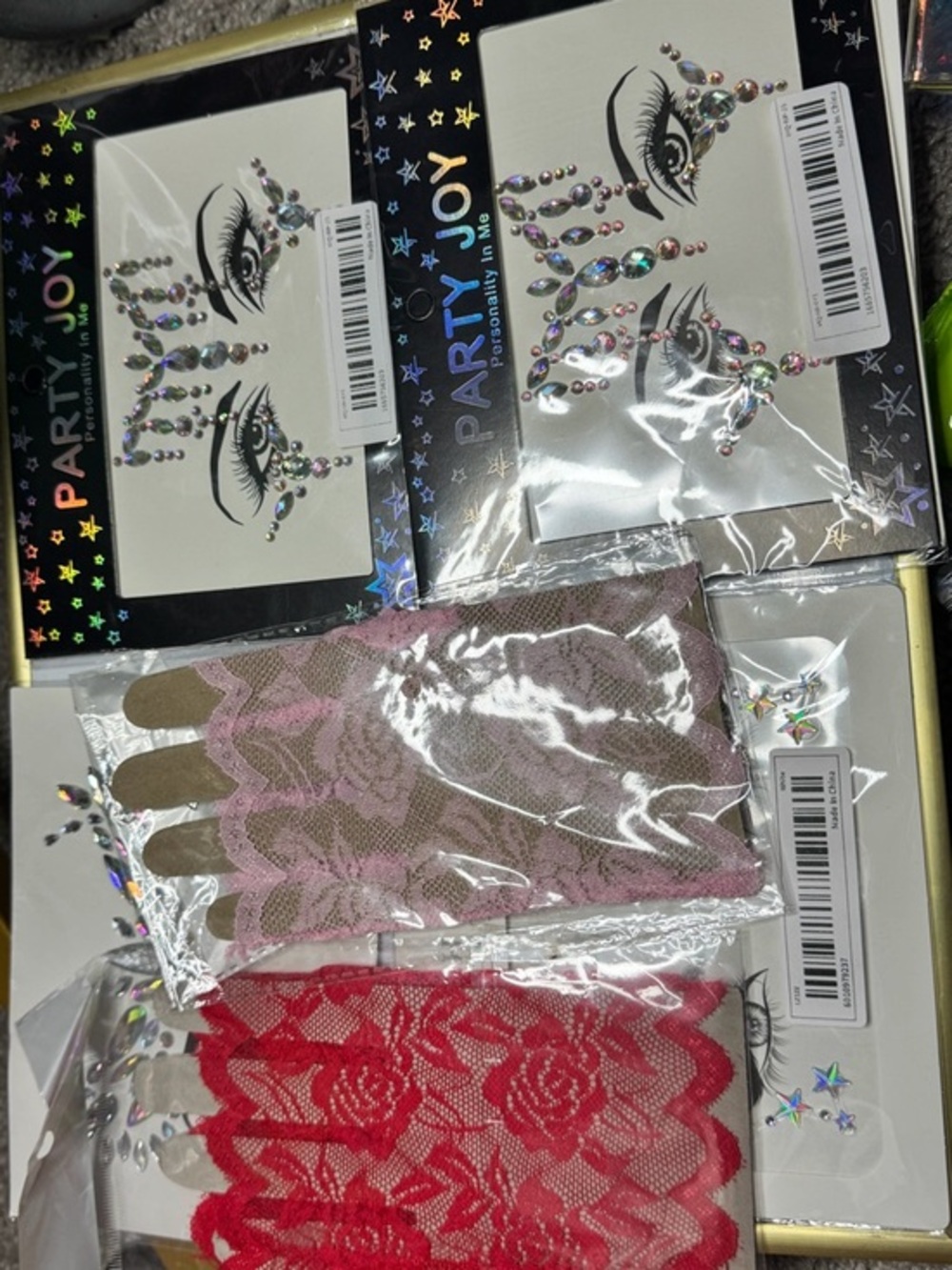 Festival face jewelers and gloves bundle